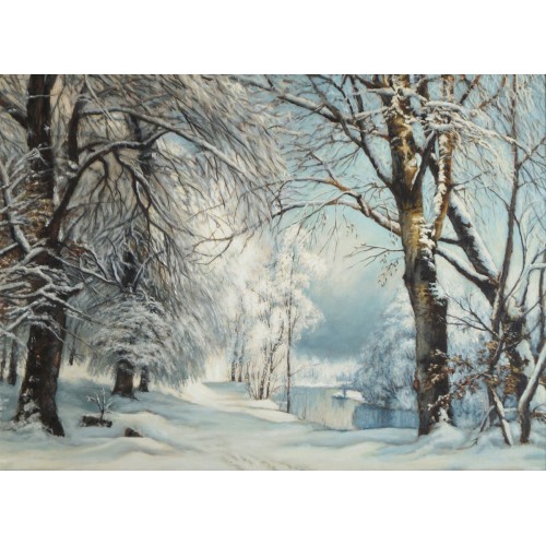 Лес зимой. Anders Andersen-Lundby 1882г. Копия.